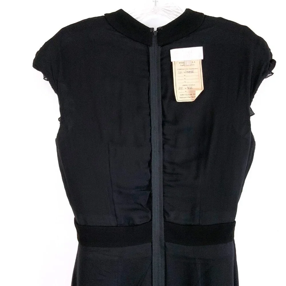 Vintage Badgley Mischka Black Tiered Ruffle Cocktail Party Dress Size 6 - Picture 13 of 16